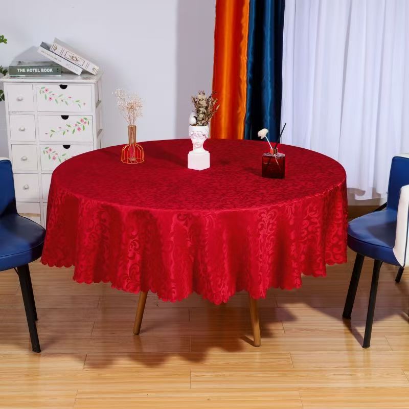 加厚布艺酒店餐厅家用大圆桌桌布高端桌套大气圆形高档餐桌