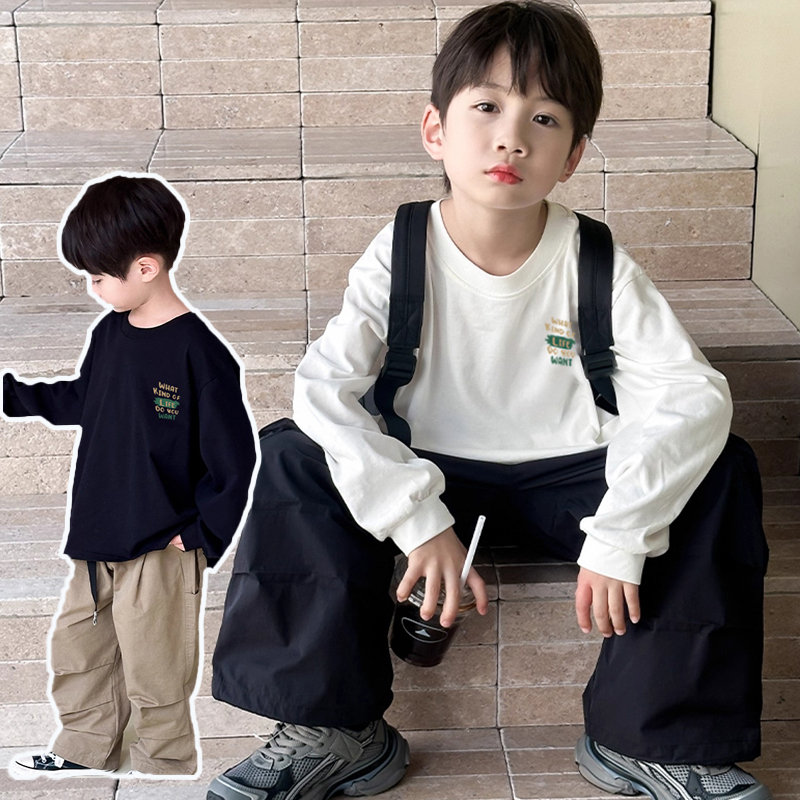 童装纯棉男童长袖t恤春秋2025年款衣服儿童中大童宽松打底衫上衣