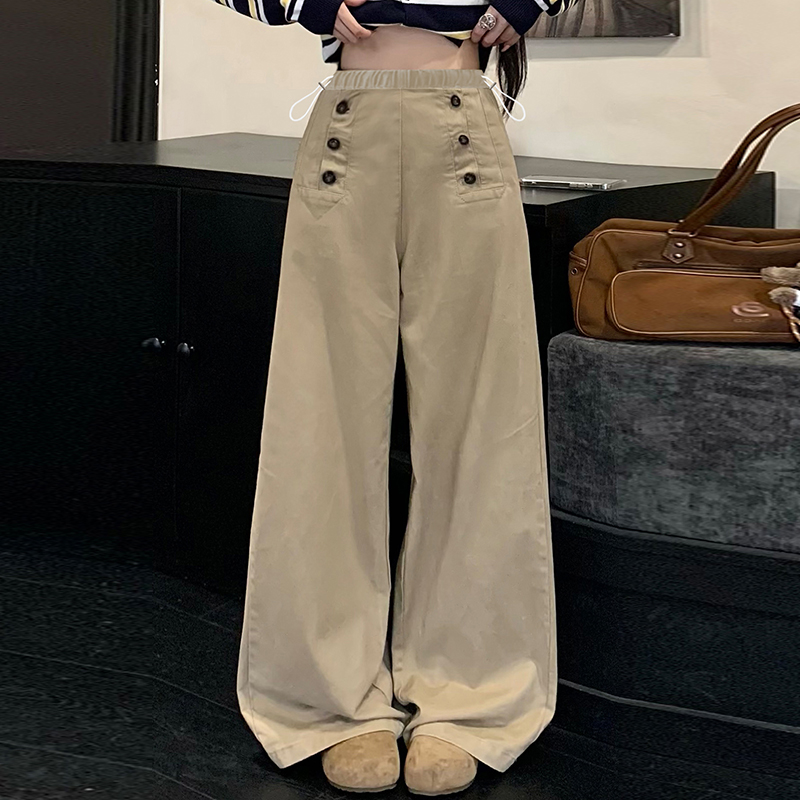 孕妇牛仔裤秋冬季新款宽松高腰抽绳外穿阔腿裤休闲垂感拖地长裤子