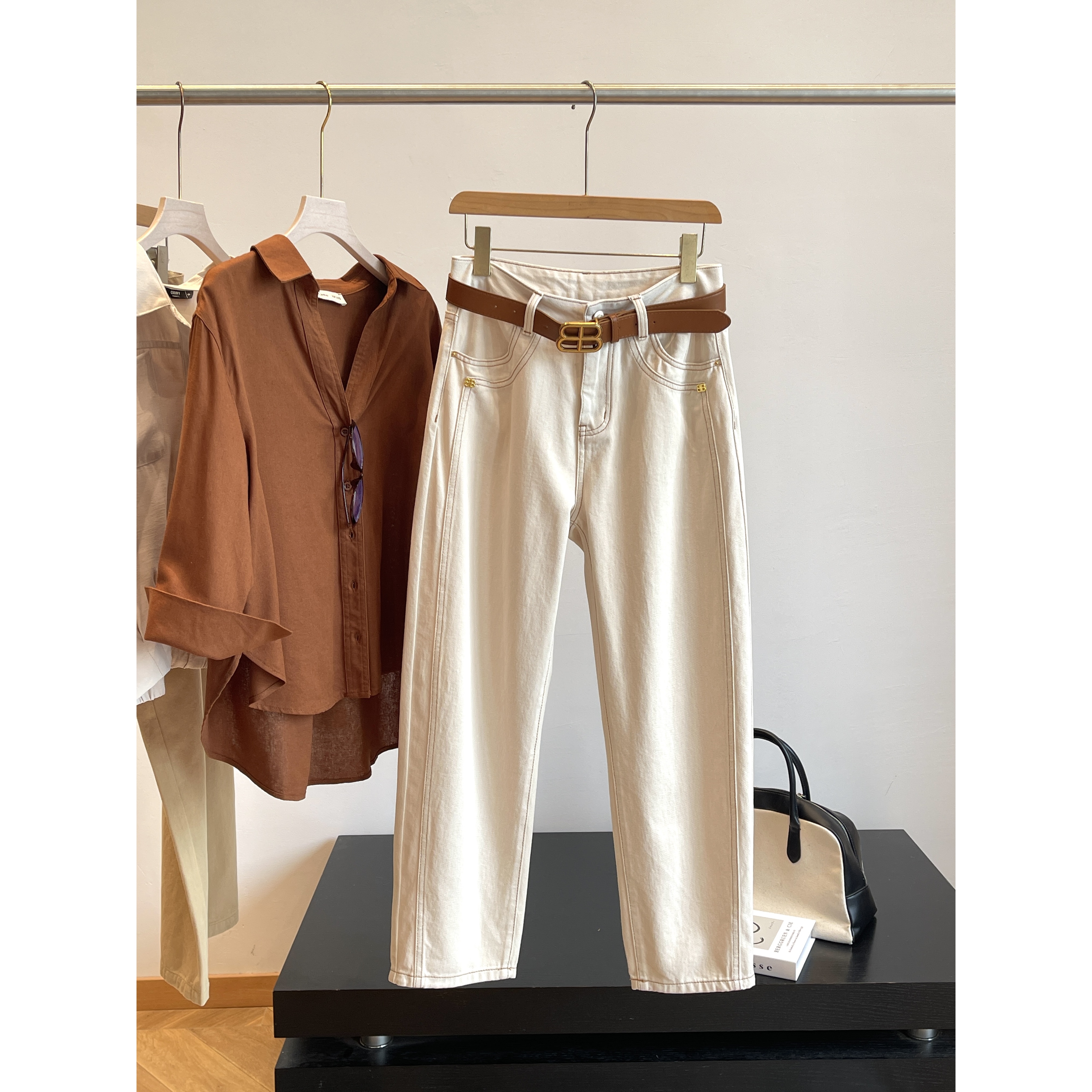 B老钱高货~长绒全棉/柔韧纺纱 宽松老爹休闲裤 E304 女装 H5765