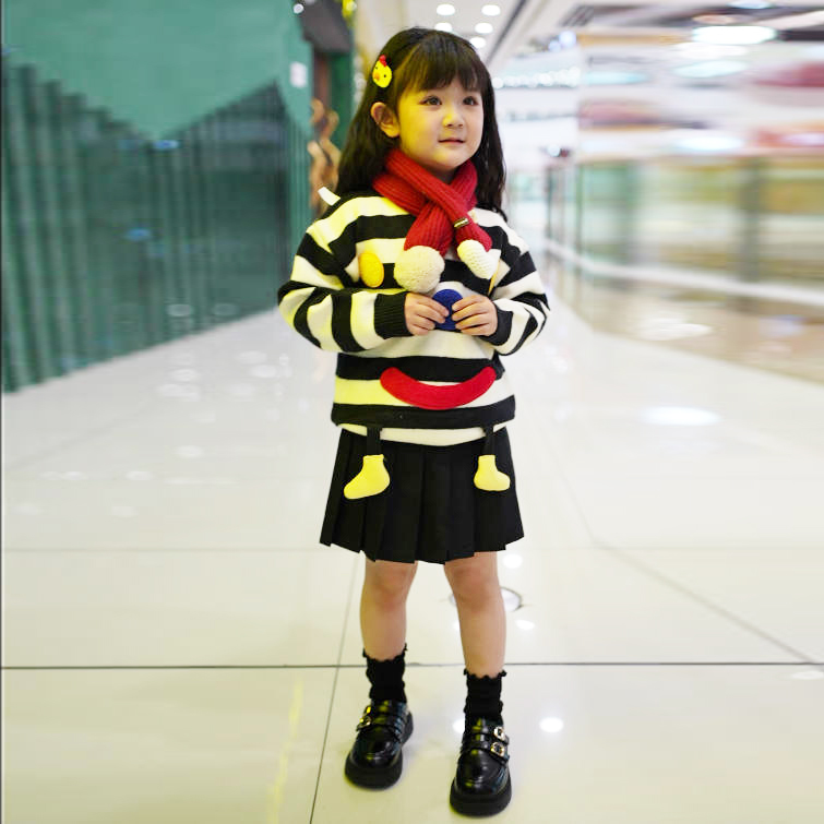 女童毛衣针织衫2025新款秋冬季中小童装韩版洋气加厚宝宝套头上衣