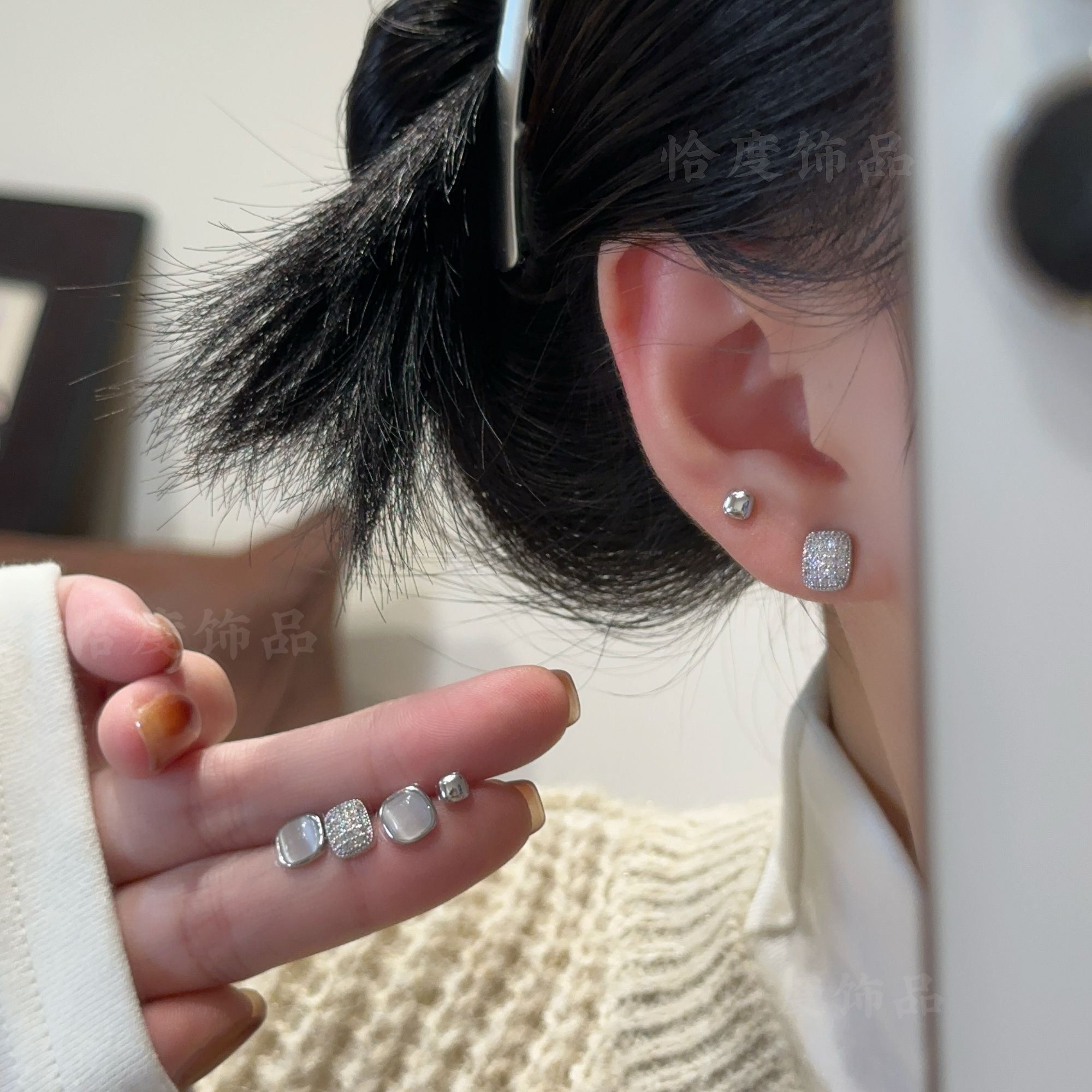 【恰度】精致清透猫猫石六件套耳钉