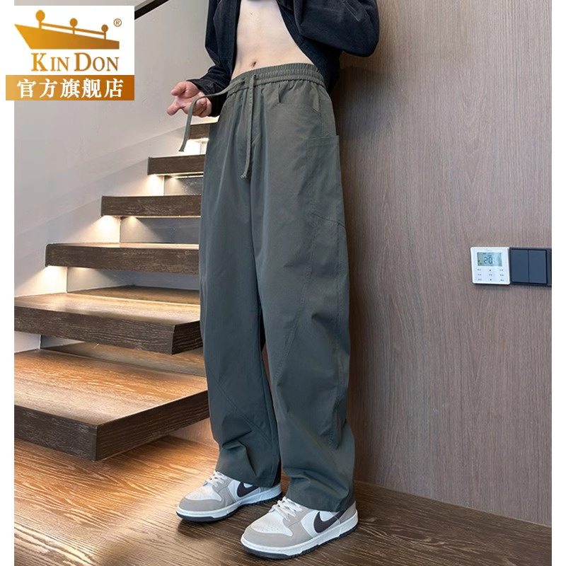 软壳防水弯刀工装裤男款夏季宽松直筒休闲裤子潮牌美式机能冲锋裤