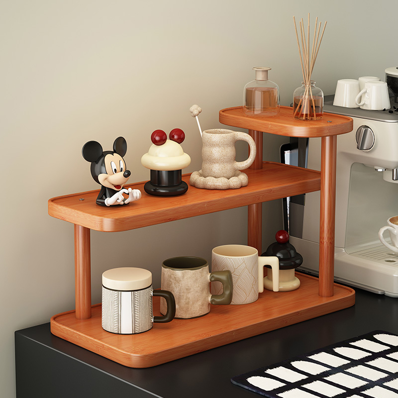 仕竹桌面置物架多层杯子收纳架桌上杯架子茶杯水杯咖啡杯收纳小型