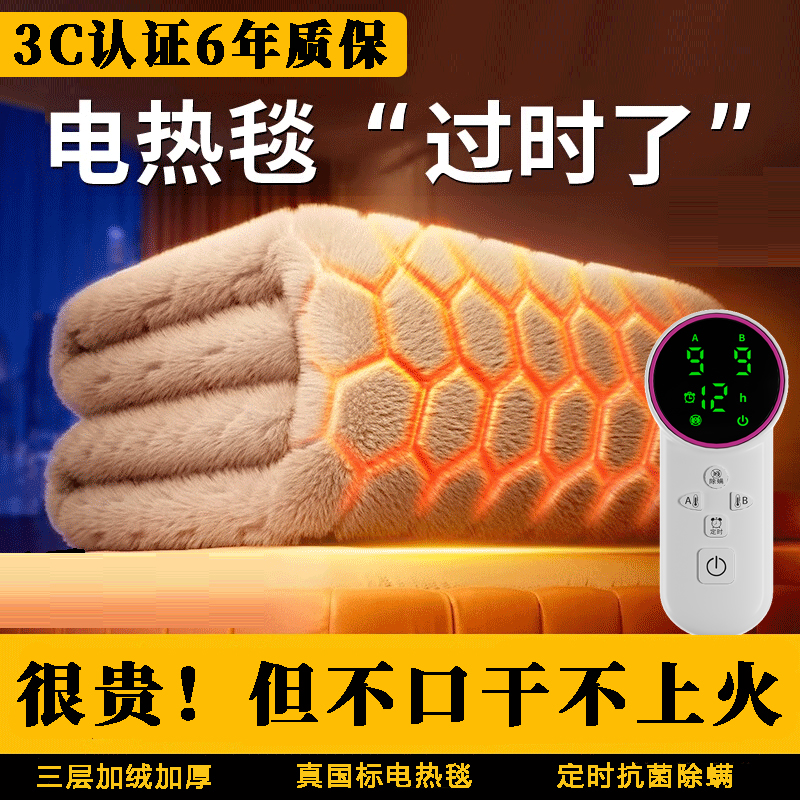 2025新款电热毯双人单人加厚电褥子双控调温开关除湿除螨宿舍