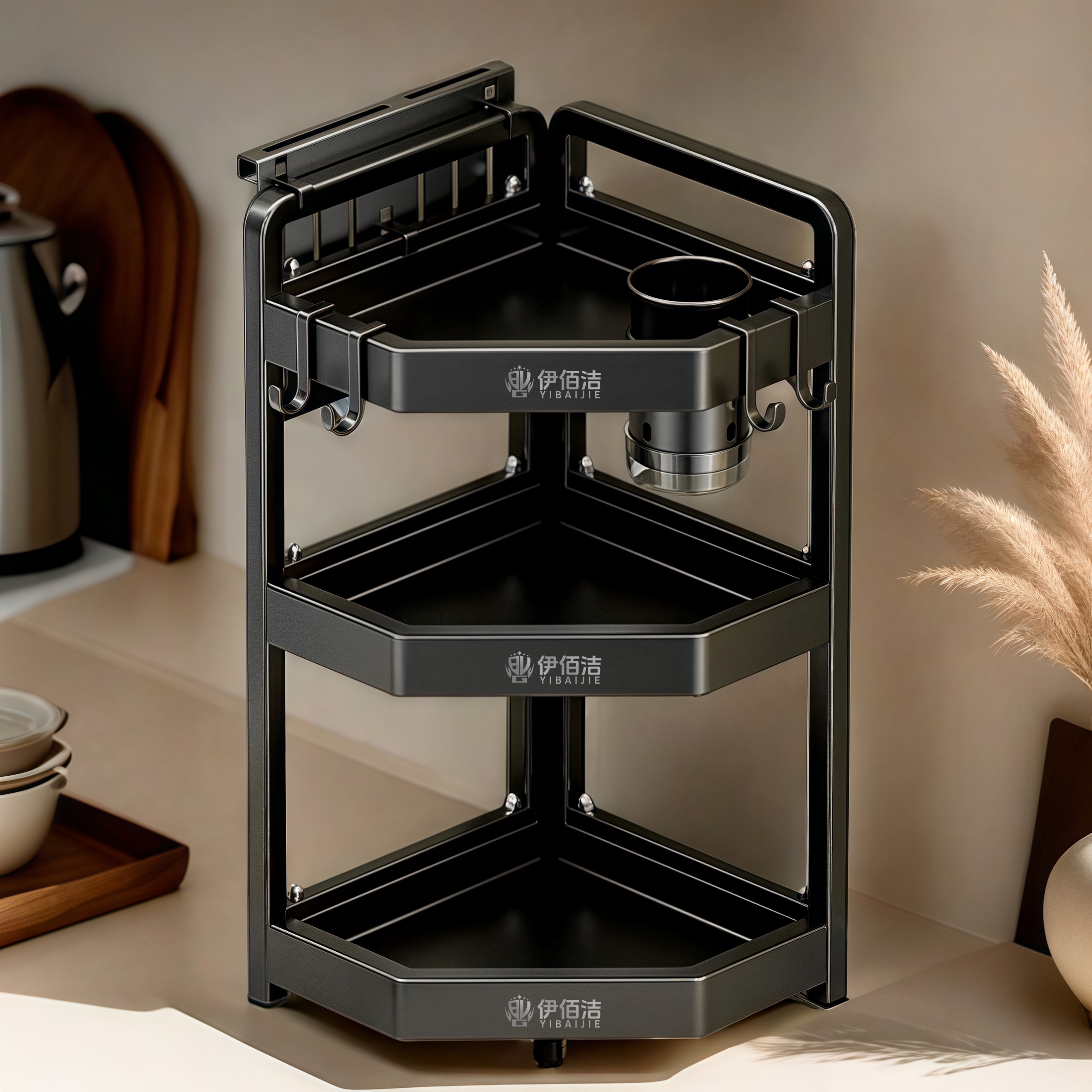 厨房转角置物架多功能家庭厨具台面收纳架三角架调味品调料架刀架