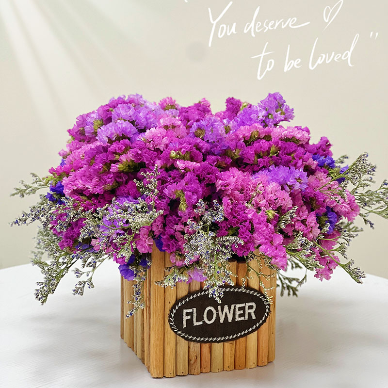 【送花篮】云南A级品质勿忘我送花篮家居装饰干花花束