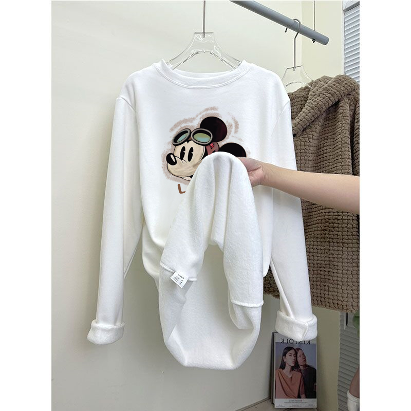 加绒长袖t恤女中长款遮屁股宽松包臂内搭上衣打底衫秋冬加厚保暖