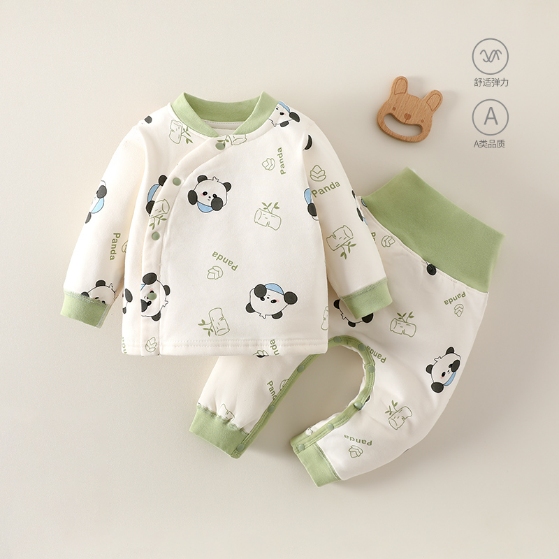 宝宝秋冬纯棉套装40g夹棉分体套装a类保暖内衣秋冬季高腰免脱衣服