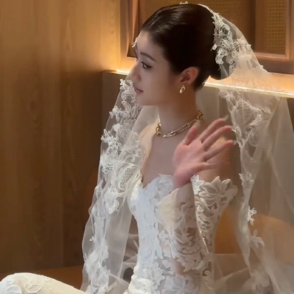1278/1279新款蕾丝头纱复古包头新娘婚纱头饰造型森系单层韩系