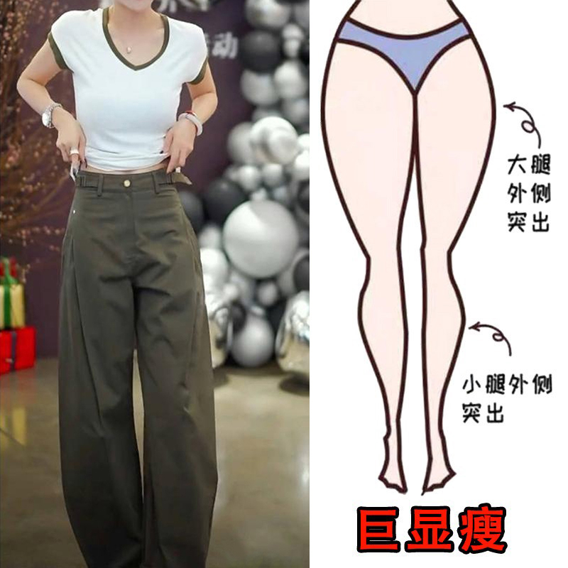 2025秋冬爆款大码女装宽松直筒牛仔工装裤梨形身材高腰阔腿拖地裤