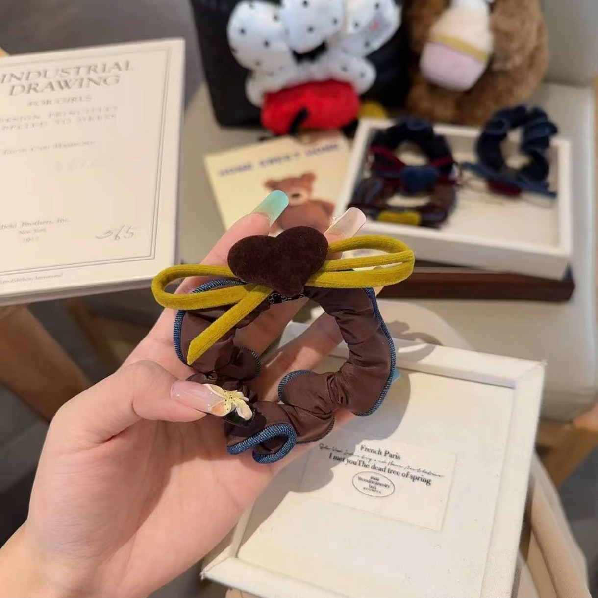 韩国发饰简约蝴蝶结植绒爱心发圈懒庸风超肉面膜发绳扎马尾橡皮筋