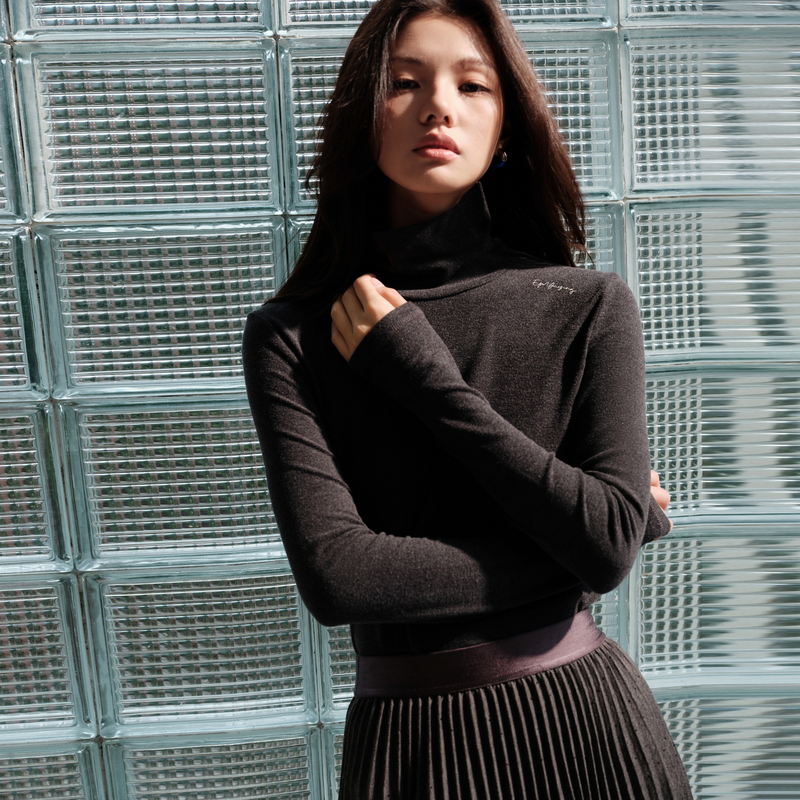 【发热锁温】EP雅莹2025 轻盈保暖德绒修身高领基础打底针织衫5510A