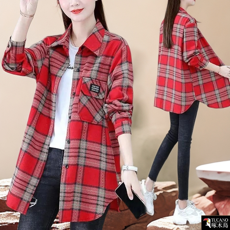 啄木鸟新款时尚气质外搭上衣女士2025年秋季拼接撞色翻领开衫衬衣