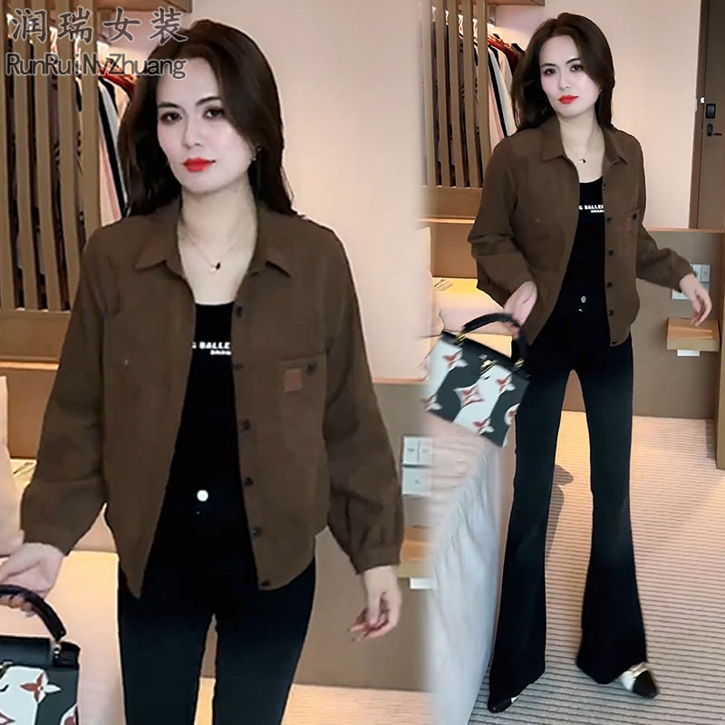 极简风洋气百搭短外套女2025秋季新款小个子穿搭宽松显瘦翻领夹克