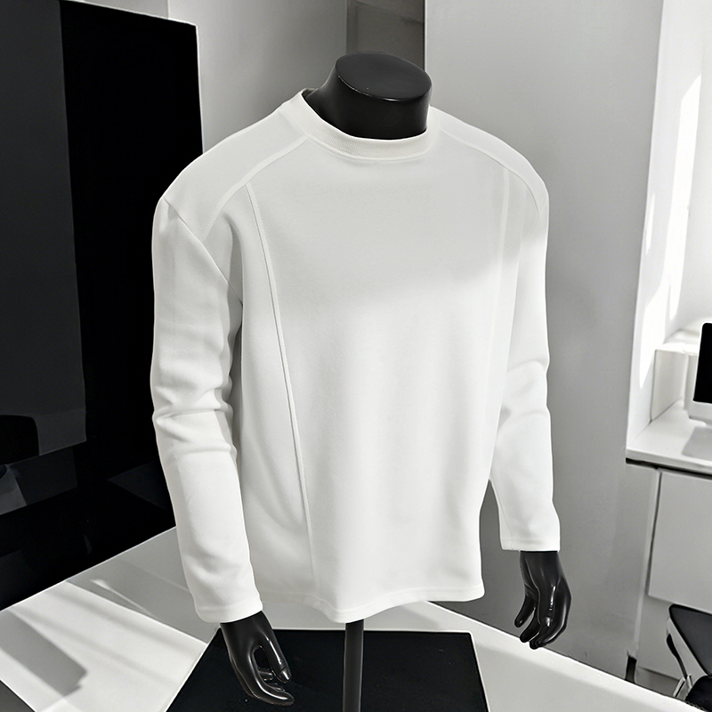美式重磅内搭拼接长袖t恤2025秋冬痞帅设计感男生内搭打底衫卫衣