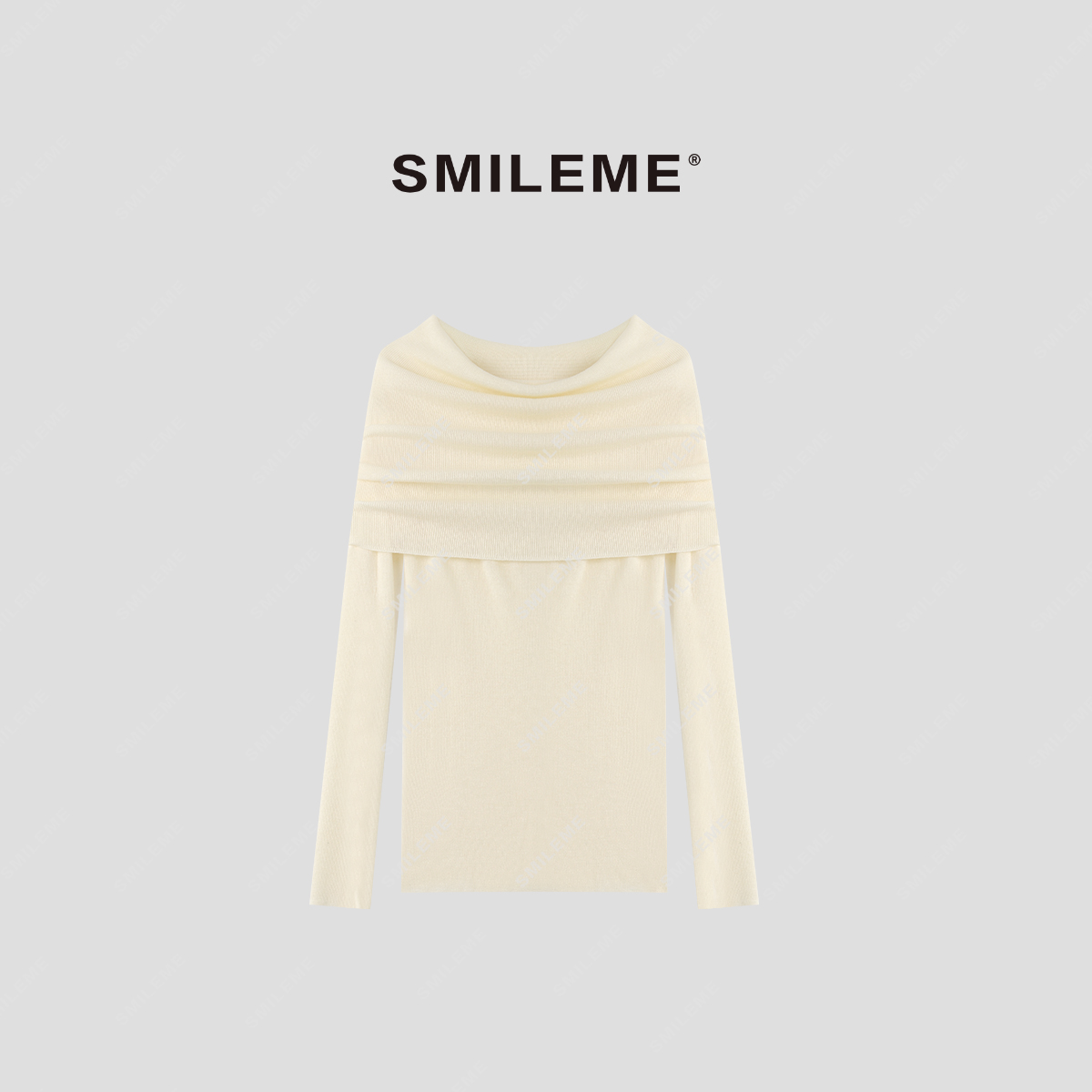 SMILEME【巧克力爵】秋冬季羊毛混纺堆堆领针织百搭毛衣MK11325411