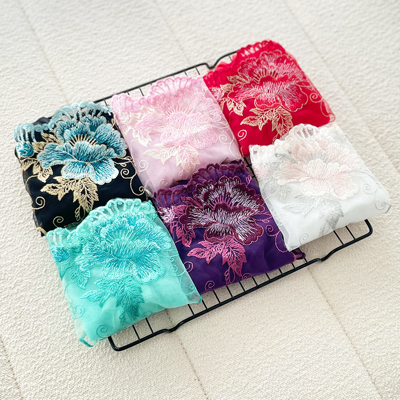 新款复古刺绣老公的爱纯欲诱惑蕾丝网纱透气镂空低腰女士三角内裤