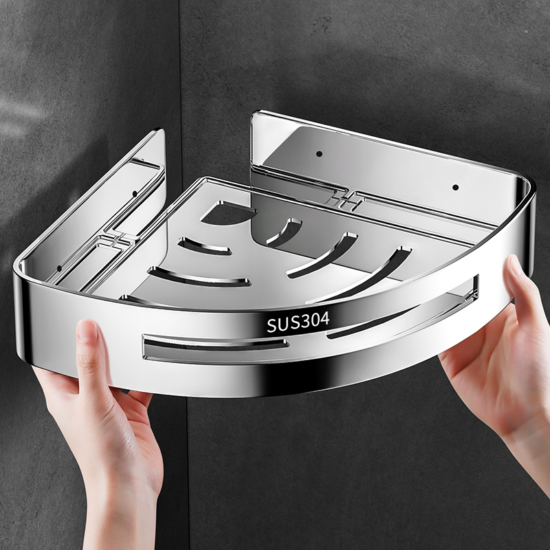 304不锈钢卫生间置物架浴室三角篮厕所洗澡洗手间免打孔收纳架子