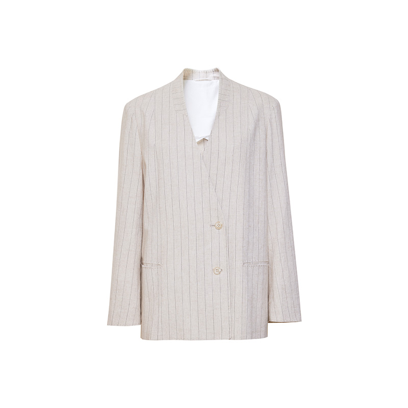 TRACYCHU混亚麻极简轻薄外套千金清冷感通勤气质时尚老钱风松弛感