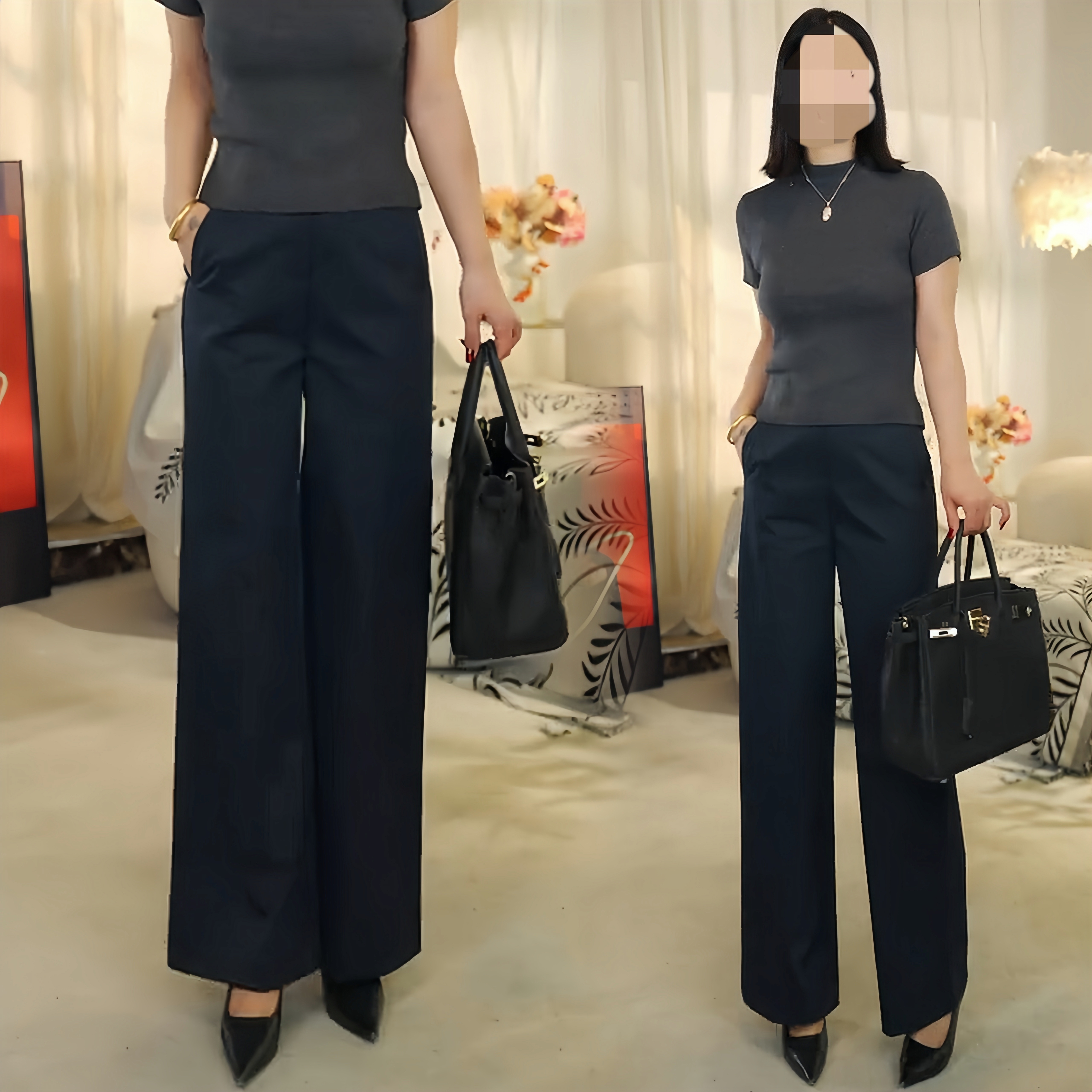 2025秋季新款高腰显瘦休闲裤女初秋A字版阔腿裤韩版修身垂感裤子
