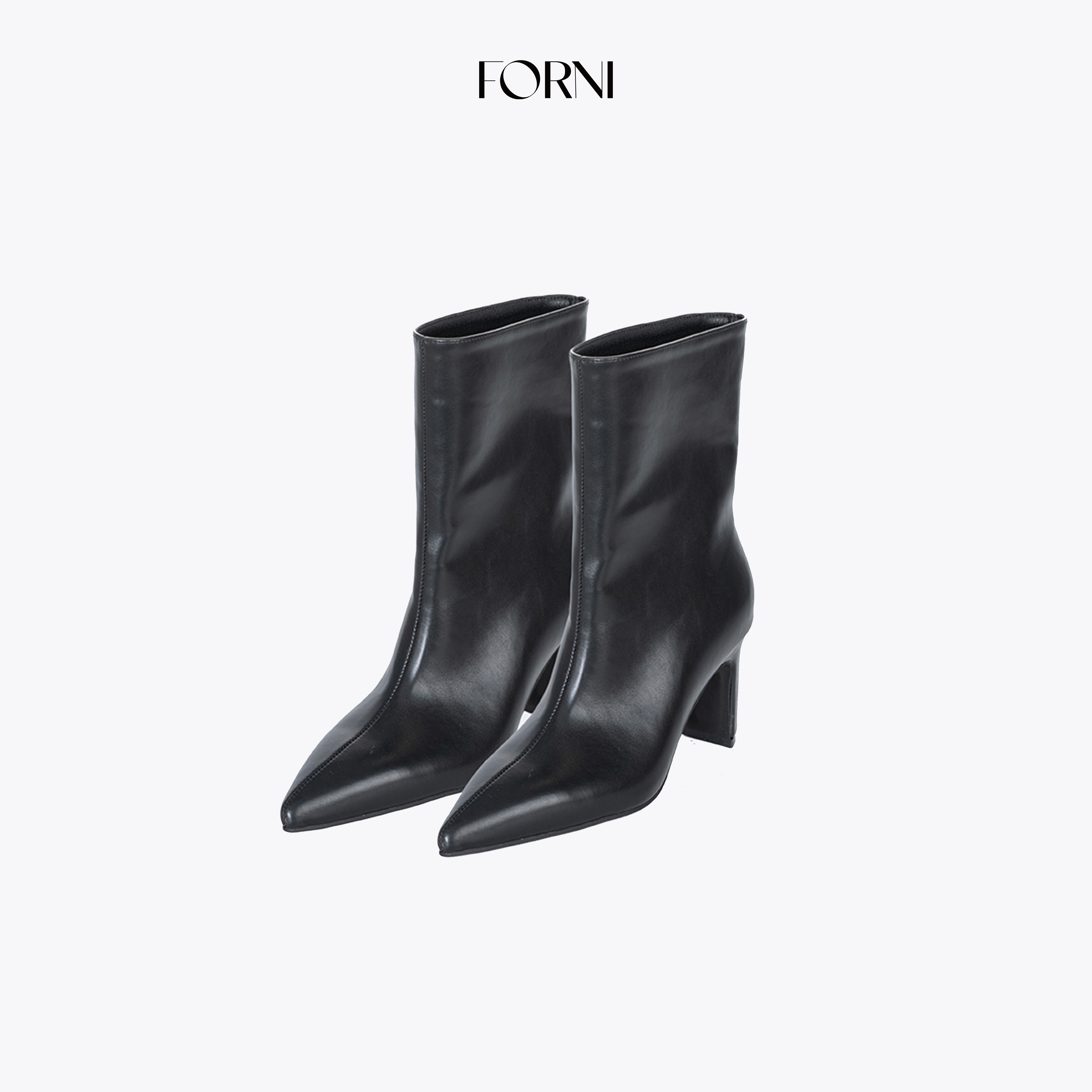 FORNI 新锐 高跟气质百搭尖头高阶中短粗跟筒靴