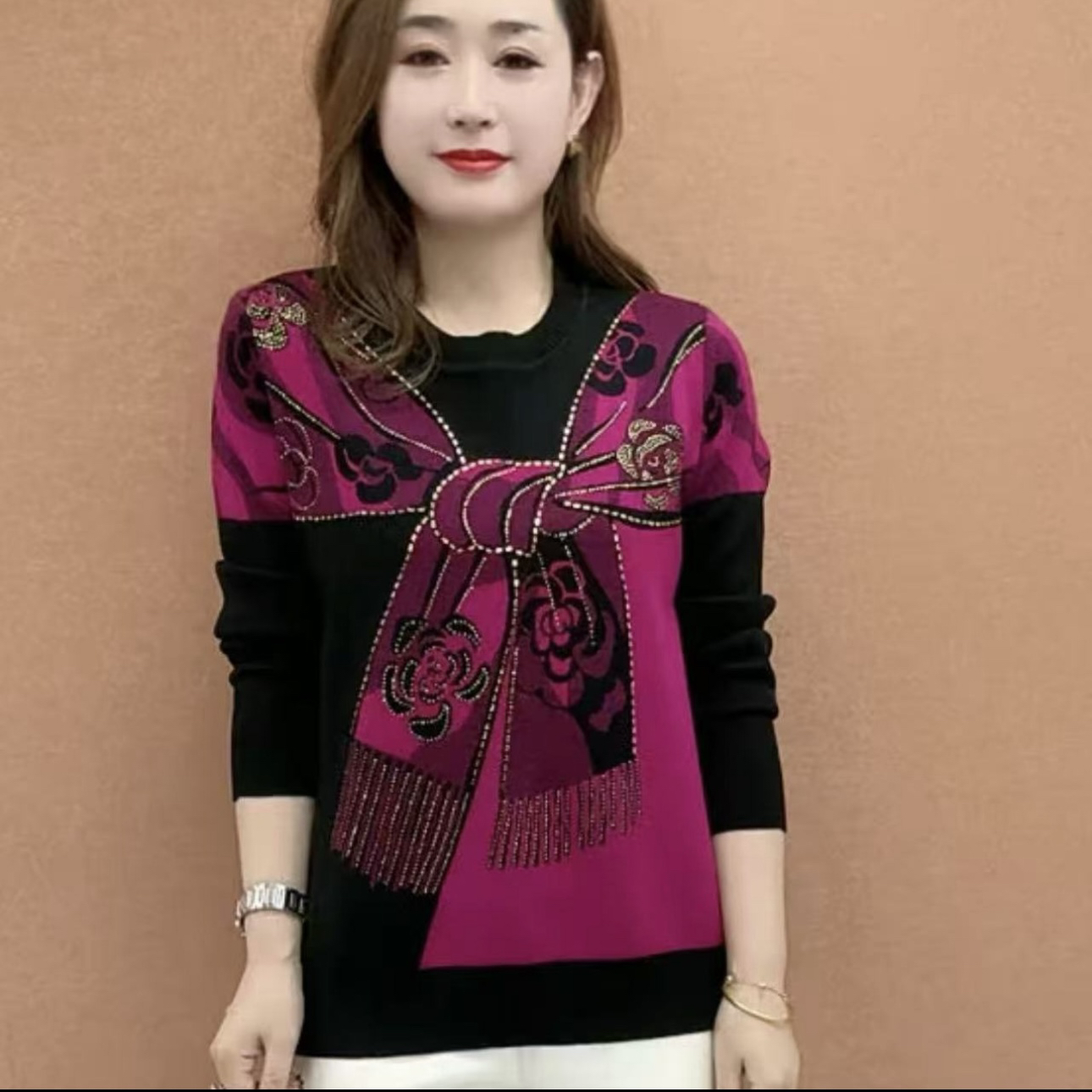 时尚气质提花披肩针织衫