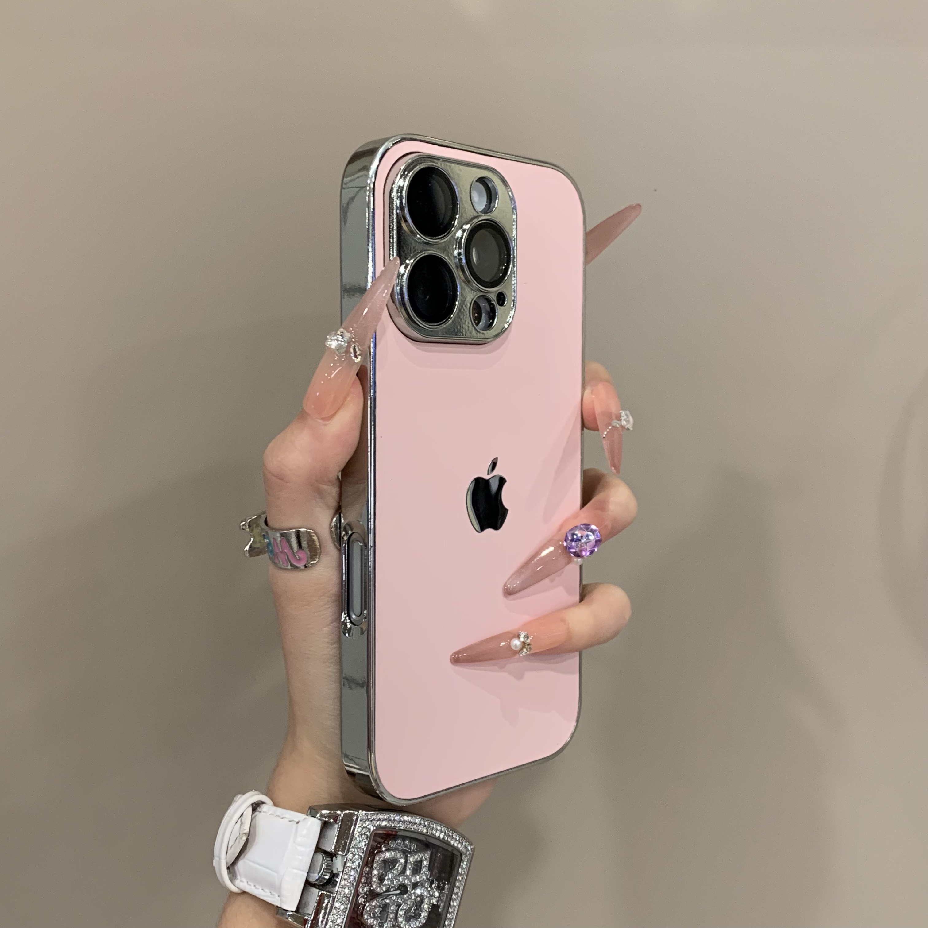 全包镜头膜亲肤绒布适用iPhone16promax手机壳电镀15pro时尚14防