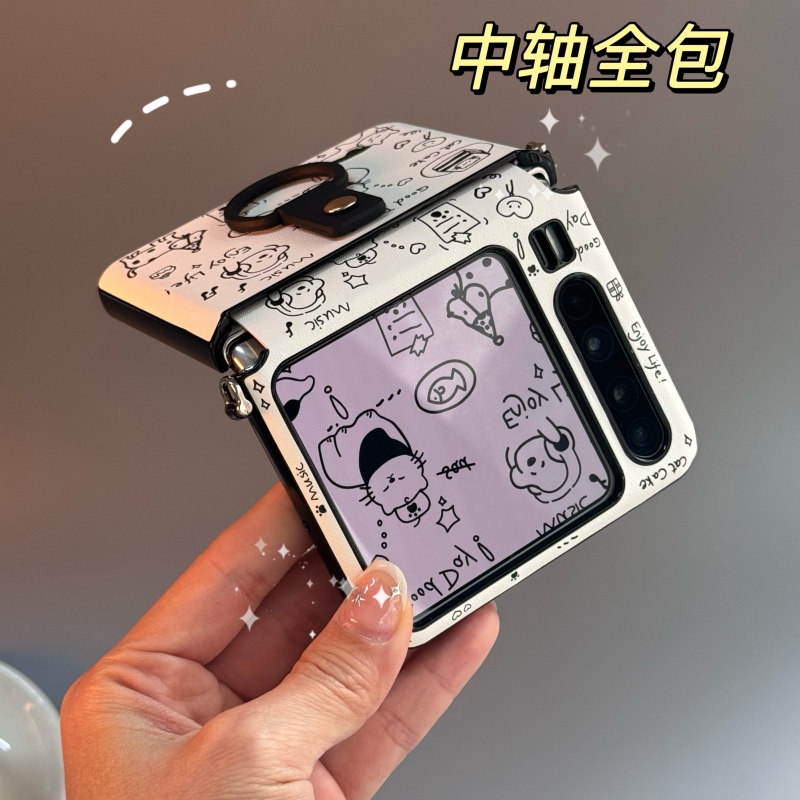 适用华为PuraX手机壳新款典藏版purax铰链全包防摔线条猫咪保护壳