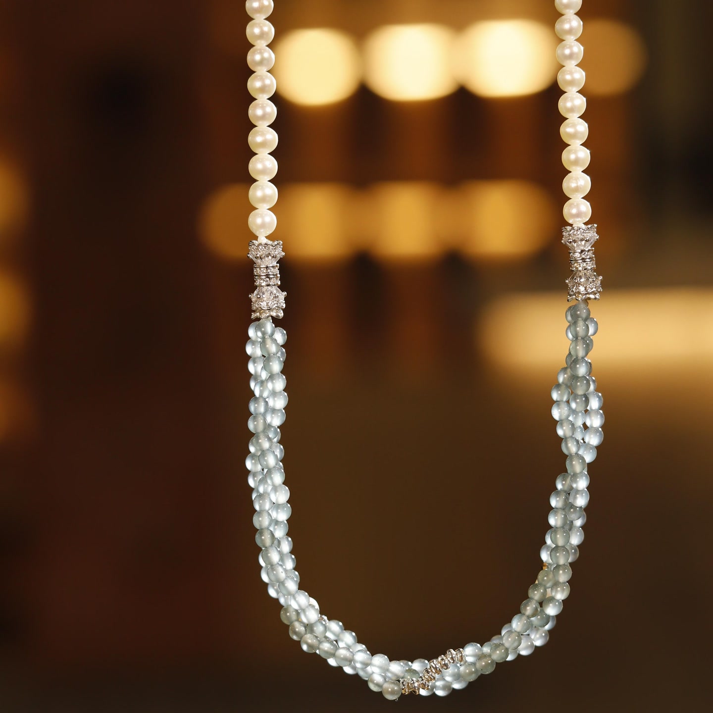 冰蓝絮语翡翠套链手链两用