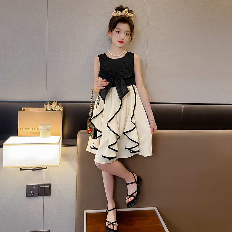 女童连衣裙夏装2024新款洋气儿童夏季裙子高级感女大童无袖公主裙