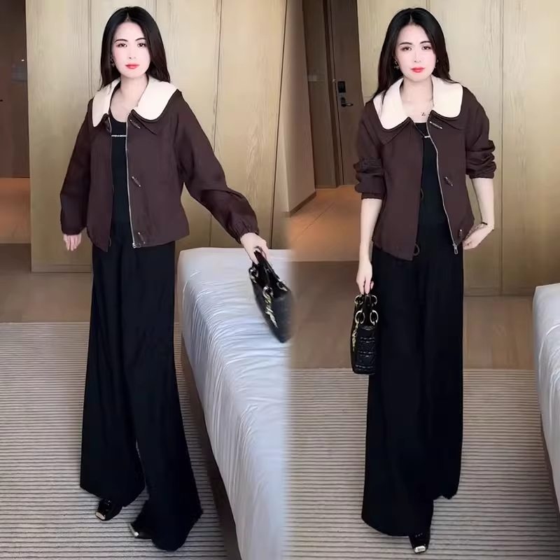 时尚休闲短外套女士早秋新款韩版宽松翻领夹克衫百搭气质长袖上衣