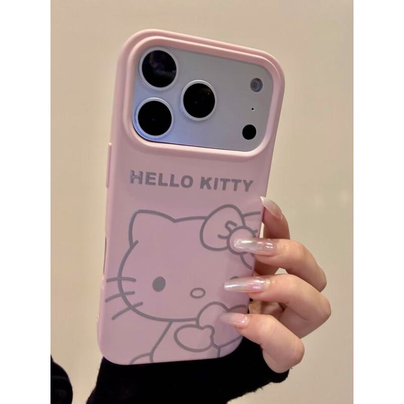 甜美可爱粉底线条可爱猫咪适用iphone17prom苹果16手机壳15新款14