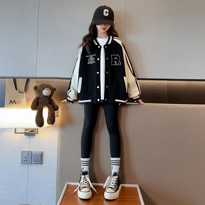 女童外套春秋2025新款洋气时髦大童秋装6-12岁儿童休闲棒球服潮款