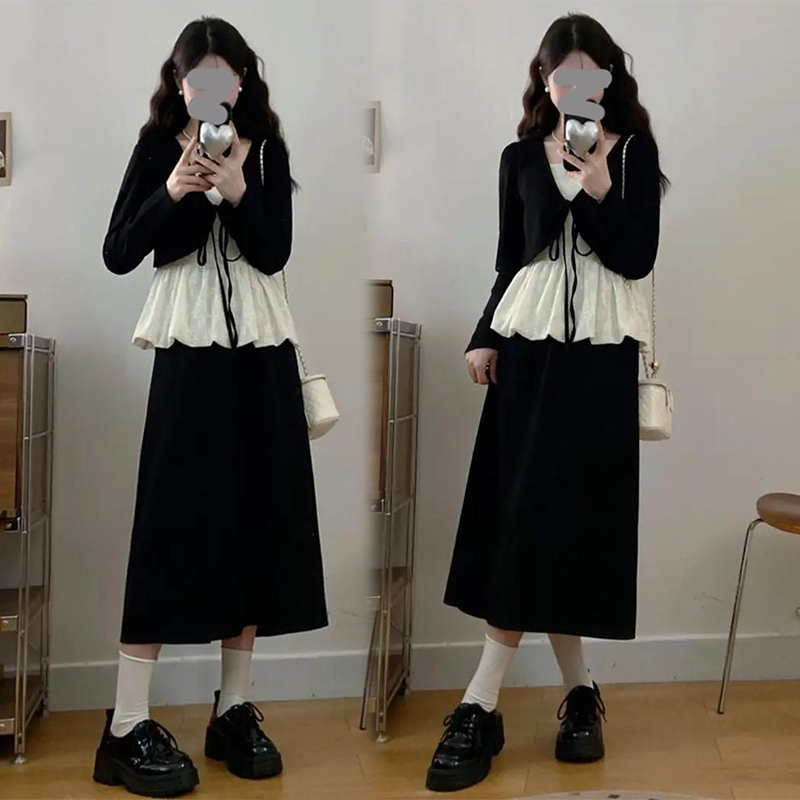 韩系甜美慵懒风套装女2025春秋新款蕾丝绑带长袖衬衫阔腿裤三件套