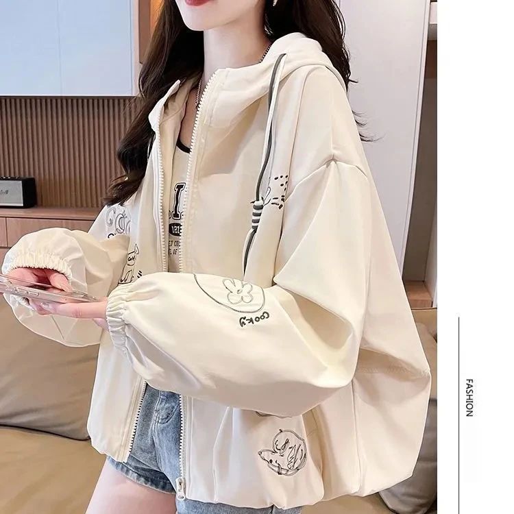 女大童外套春秋2025新款初高中生女孩宽松洋气轻薄连帽秋装上衣潮