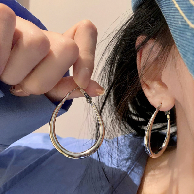 锌合金耳饰 冷淡风素圈耳圈女适合方圆脸的耳饰简约夸张高级耳环