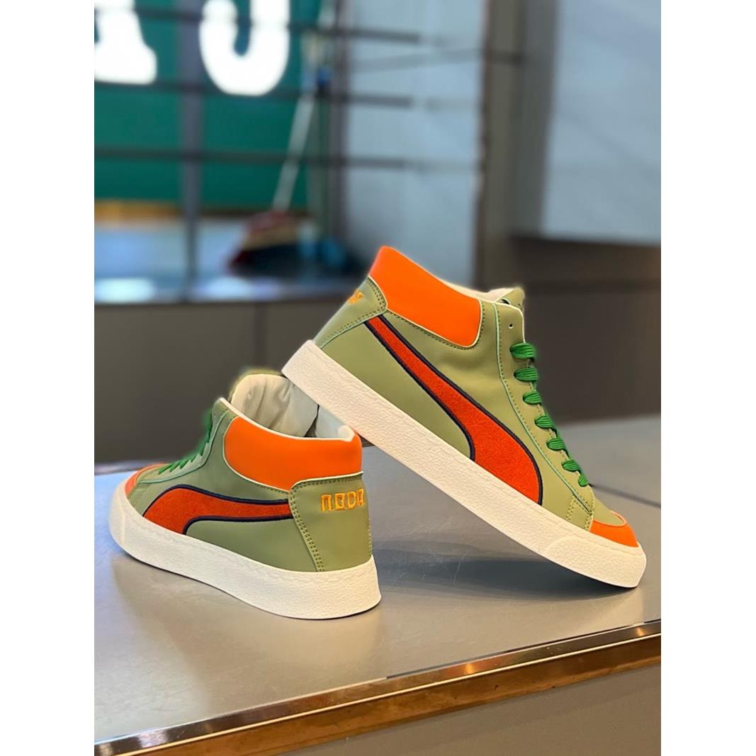 【香港QXWB&Shoes官方正品】男鞋2025秋季新款时尚百搭皮面高帮板鞋