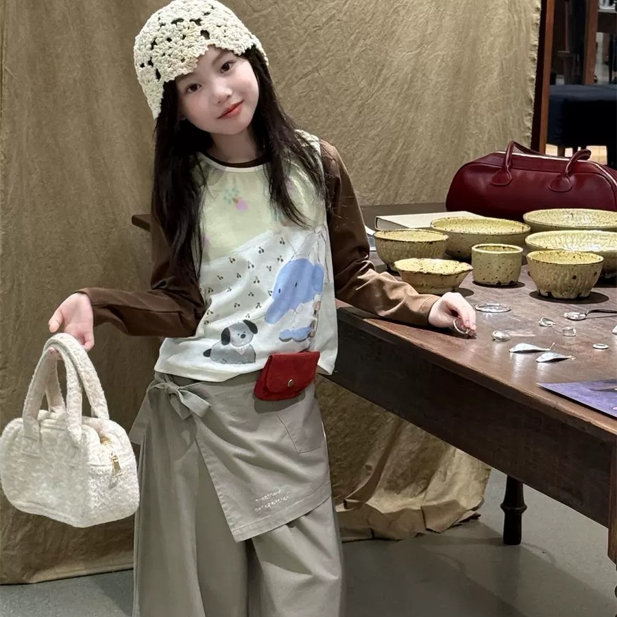 童装女童屁帘休闲裤2025秋季新款韩版屁帘设计棉布裤女童百搭潮