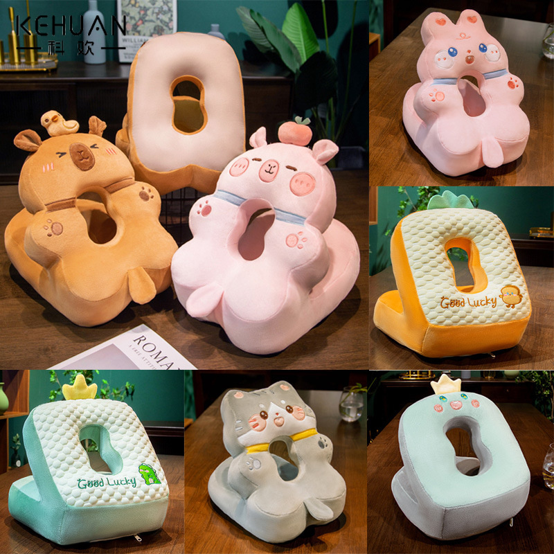 新款水豚午睡枕办公室午休神器抱枕小学生趴睡枕睡觉儿童冰丝