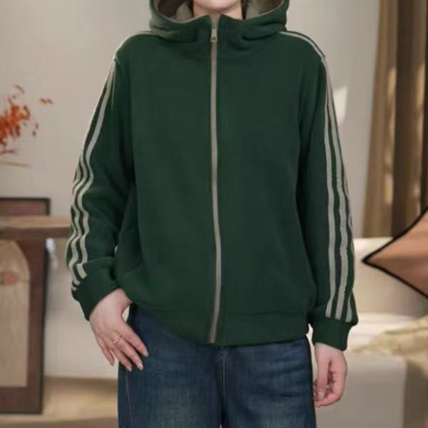 双面奥粒绒保暖外套女2025冬季新款韩版连帽卫衣时尚百搭加厚上衣