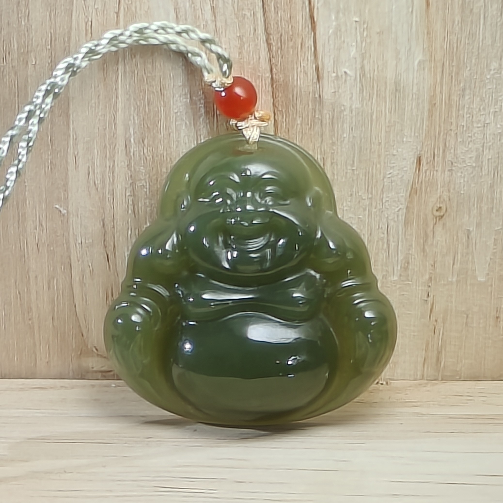 和田玉湖水绿佛公笑佛弥勒佛大气精美百搭吊坠挂件玉佩项链