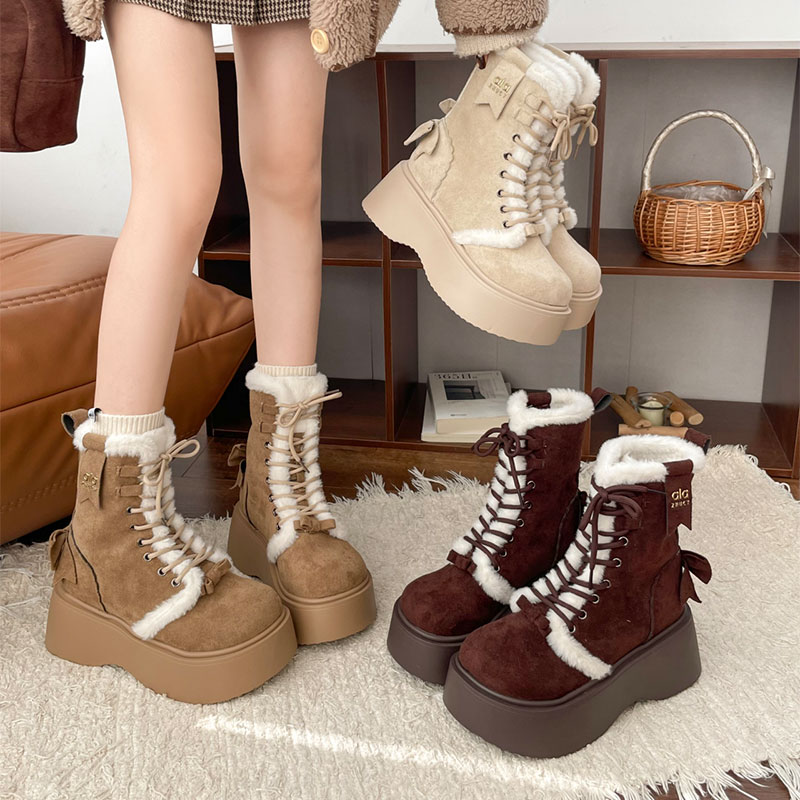 OJRZ百搭加厚加绒保暖棉靴2025冬季毛茸茸厚底雪地靴女鞋保暖棉鞋