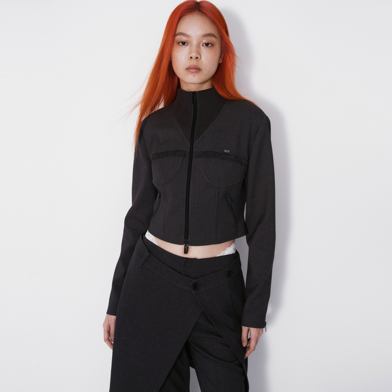 REVAN芮范高级感蕾丝拼接短外套RM70105264