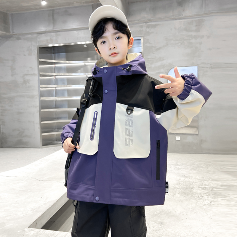 儿童装工装外套秋季男童时髦帅气韩版炸街洋气中大童时尚男孩上衣