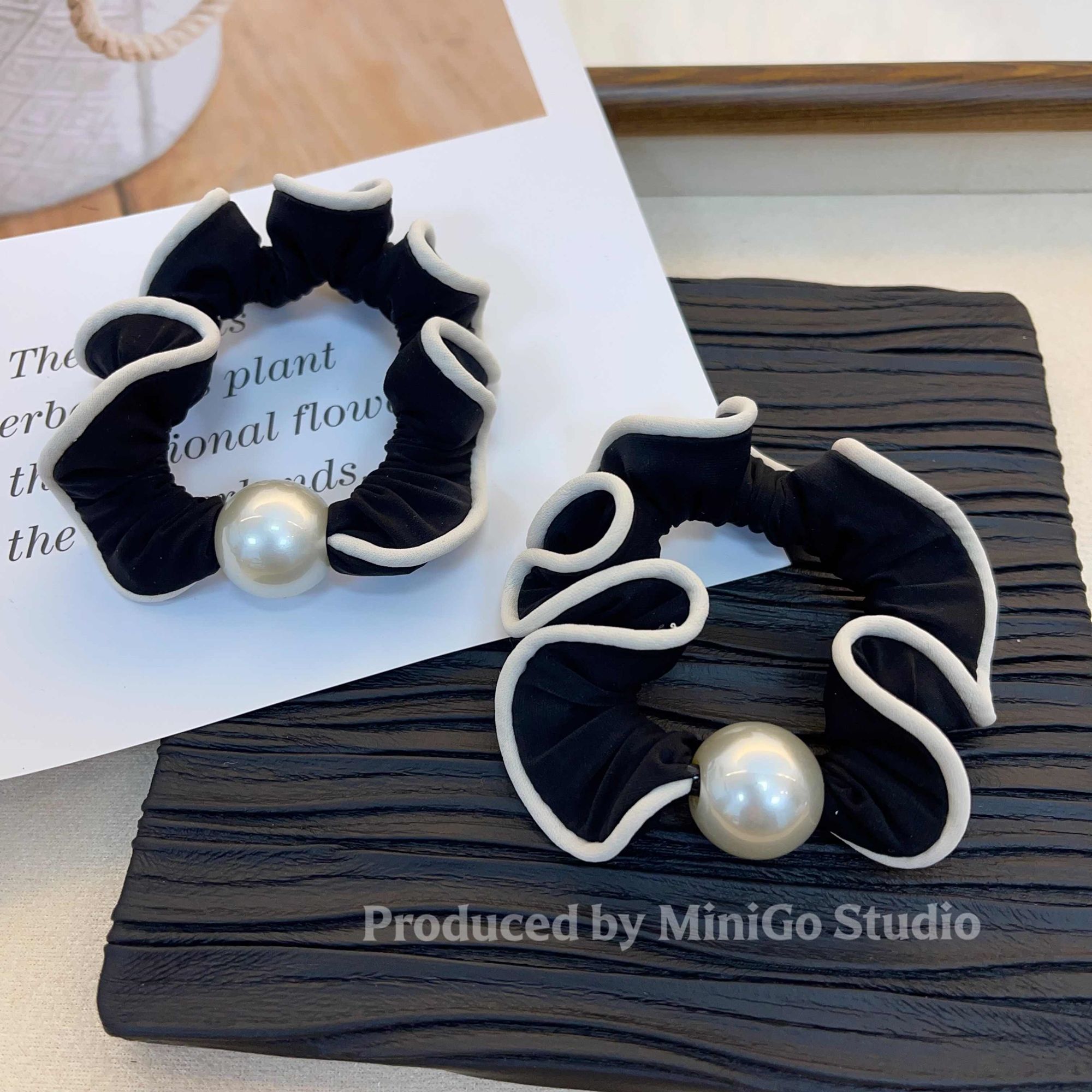 F1226 韩国高级感法式卷边大肠发圈女扎马尾发绳高弹力皮筋发饰