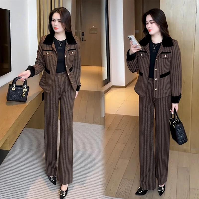 春季新款休闲气质显瘦时尚洋气减龄小香风修身套装春秋宽松两件套