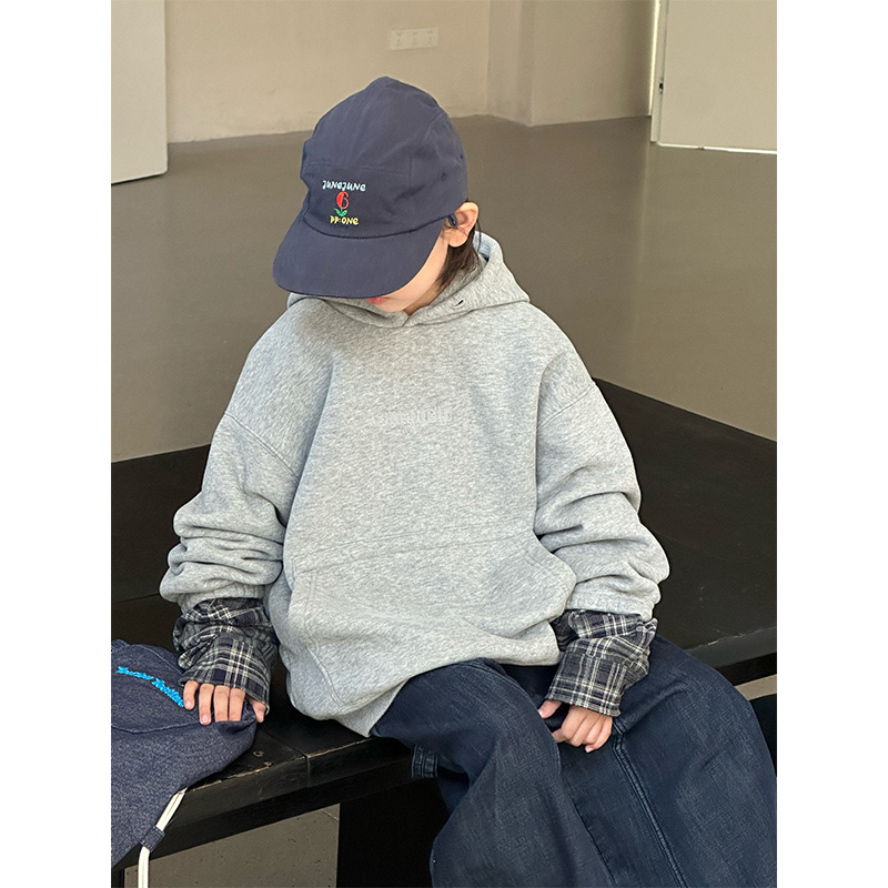 【现货】儿童秋冬款卫衣中大童连帽假两件上衣男童外套女童韩版