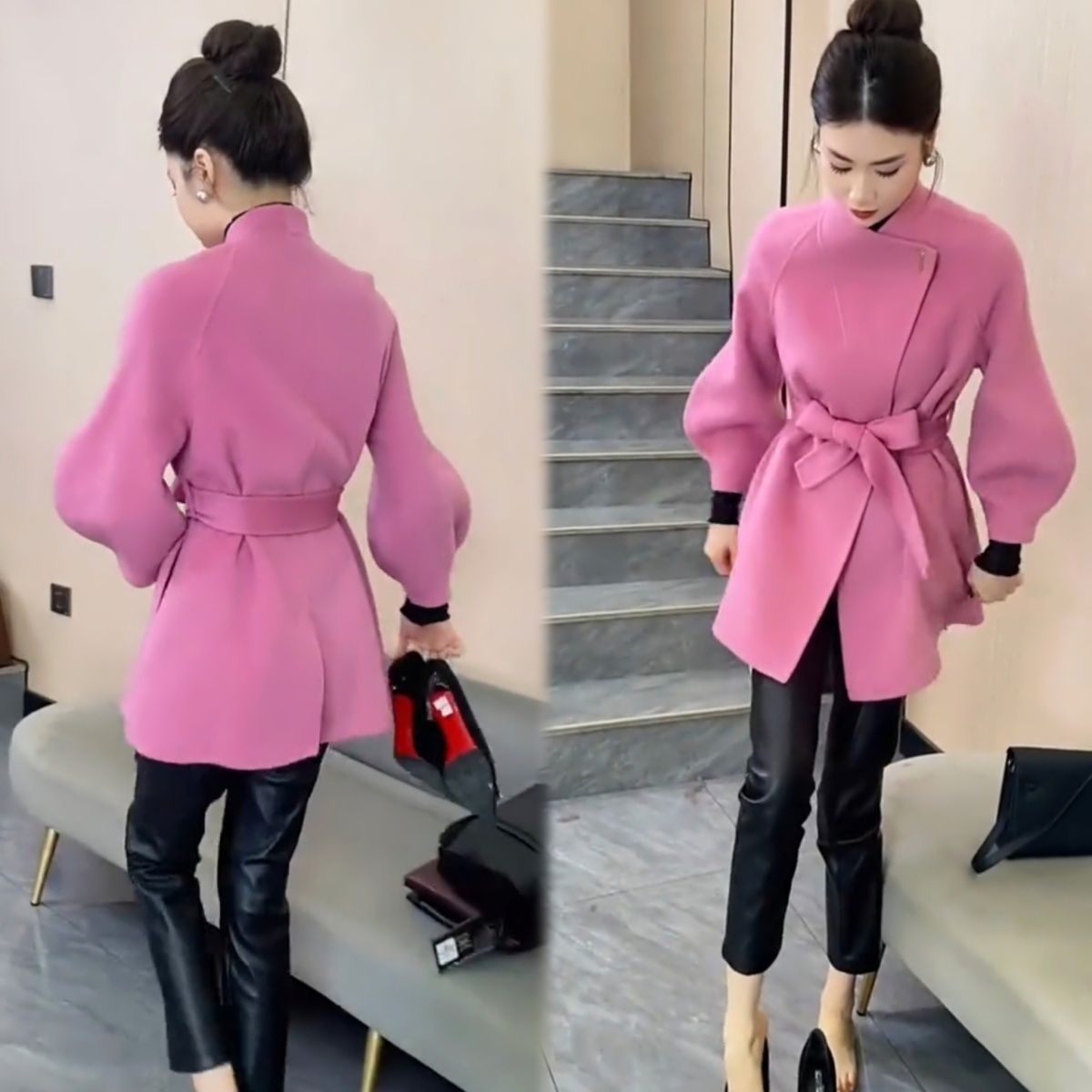 109双面呢子大衣2025秋冬款高级感复古显瘦小个子毛呢短外套潮