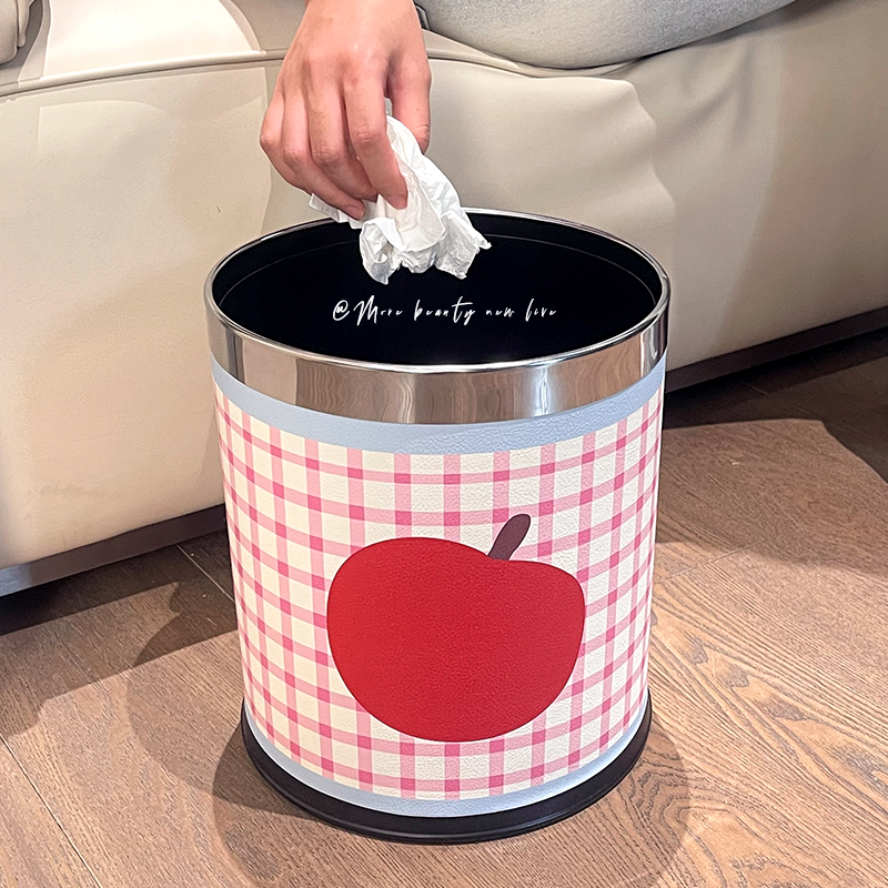 垃圾桶家用卡通创意客厅轻奢高档无盖式高颜值厨房卧室卫生间